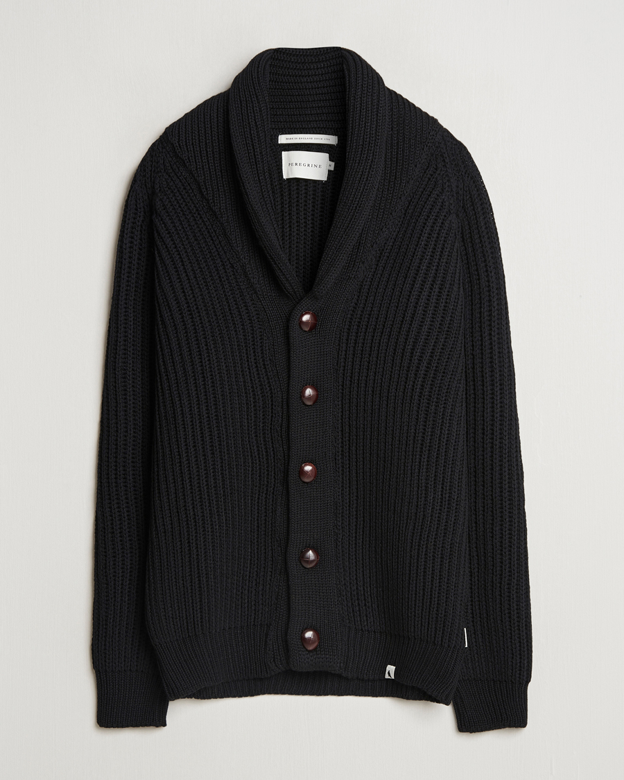 Mies | Puserot | Peregrine | Wilkinson Ribbed Wool Cardigan Black