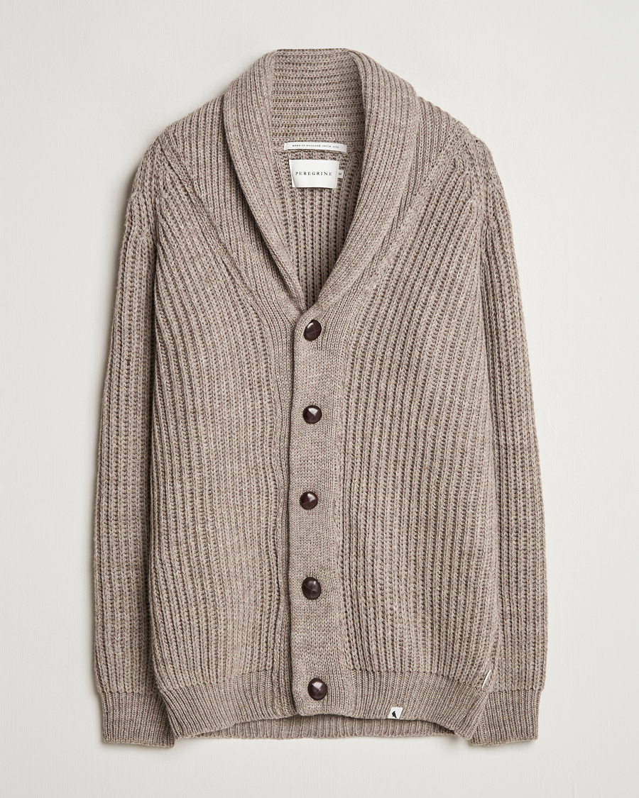 Mies | Puserot | Peregrine | Wilkinson Ribbed Wool Cardigan Light Brown