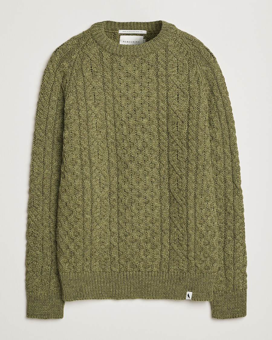 Mies | Puserot | Peregrine | Hudson Wool Aran Knitted Jumper Apple