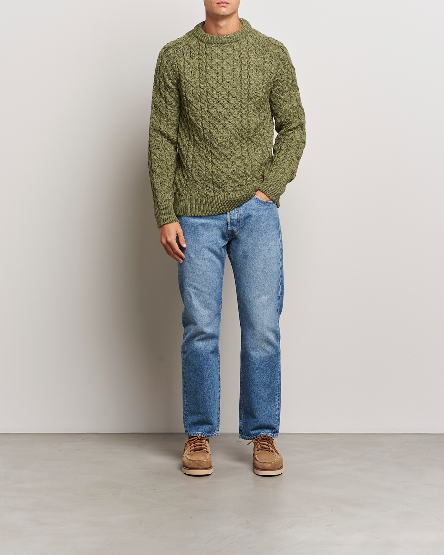 Mies | Puserot | Peregrine | Hudson Wool Aran Knitted Jumper Apple
