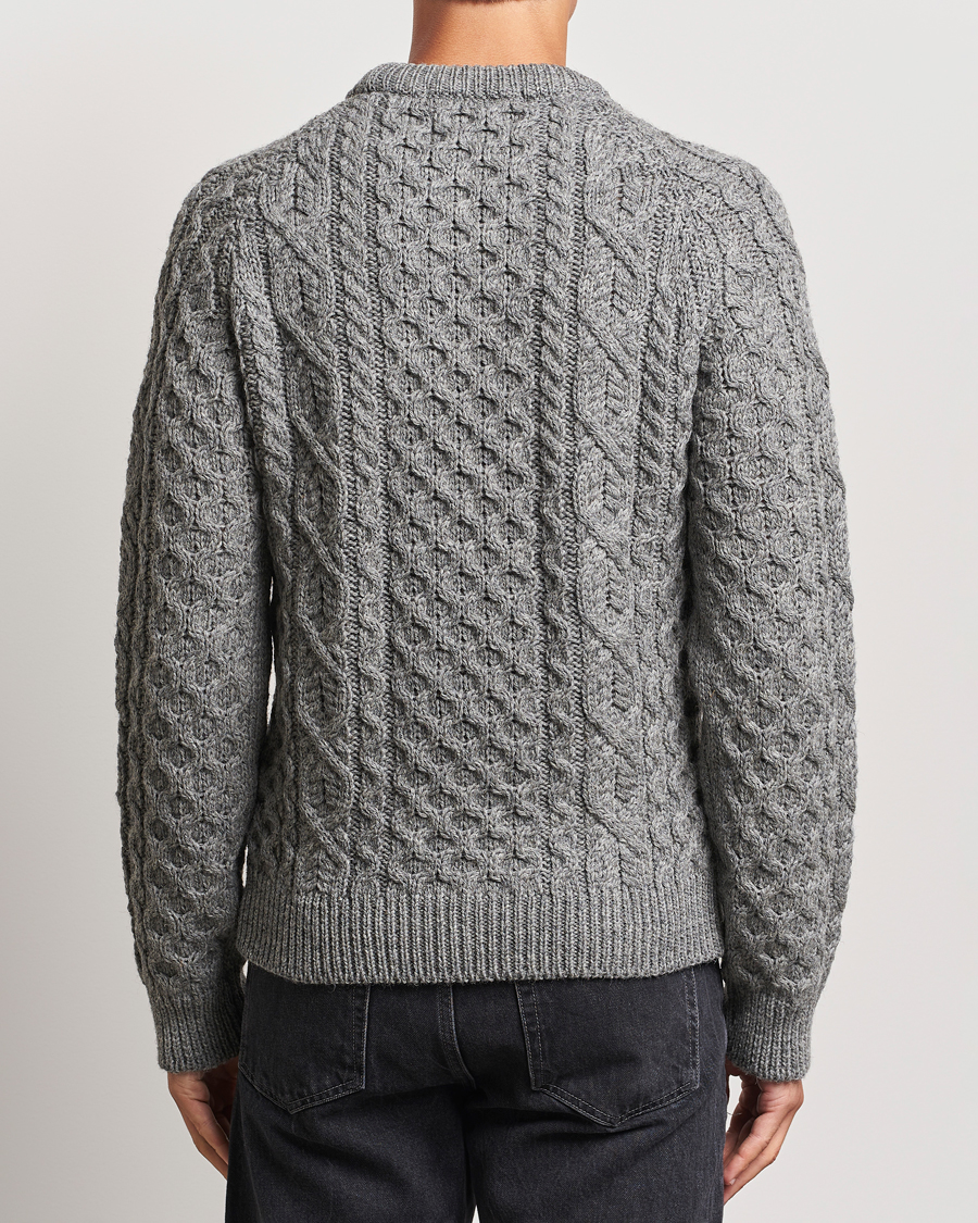 Mies | Puserot | Peregrine | Hudson Wool Aran Knitted Jumper Steel