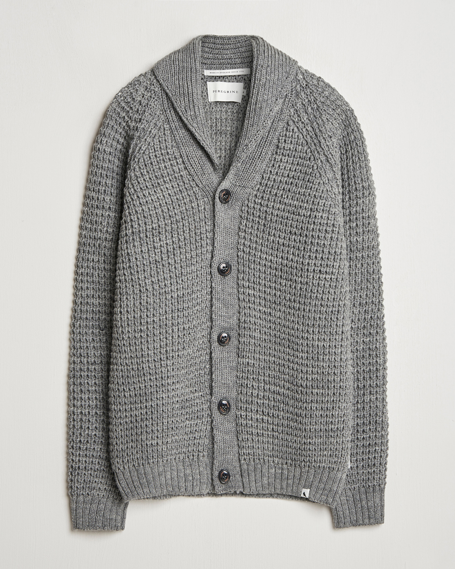 Mies | Puserot | Peregrine | Waffle Wool Shawl Cardigan Steel