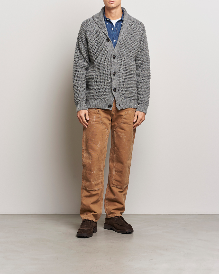 Mies | Puserot | Peregrine | Waffle Wool Shawl Cardigan Steel