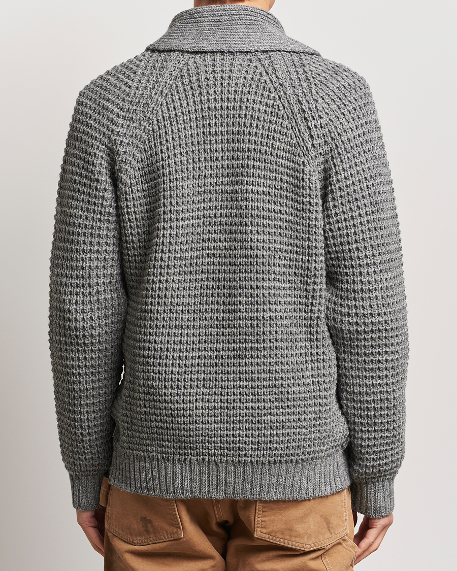Mies | Puserot | Peregrine | Waffle Wool Shawl Cardigan Steel
