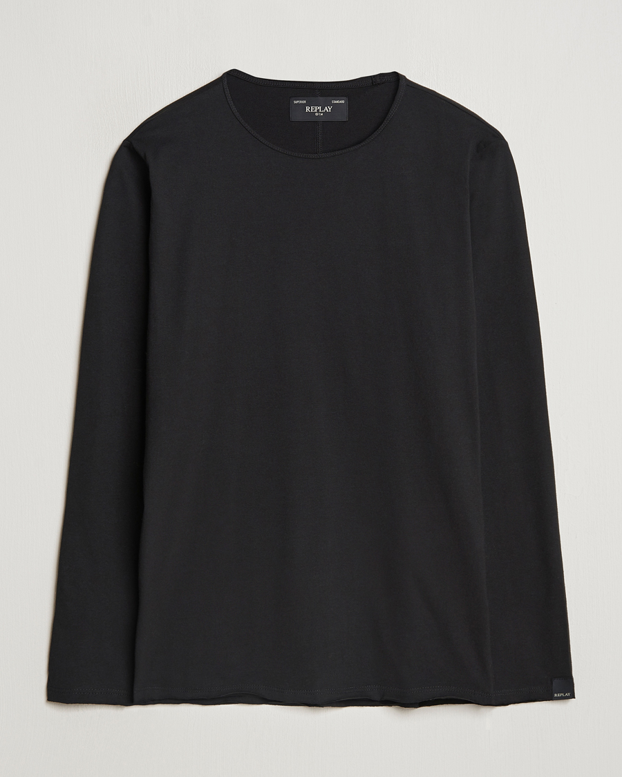 Mies | T-paidat | Replay | Crew Neck Long Sleeve T-Shirt Black