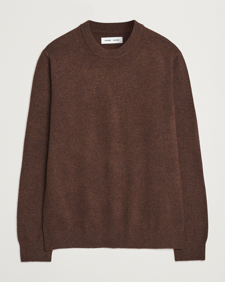 Mies | Puserot | Samsøe Samsøe | Isak Knitted Crew Neck Chocolate Brown