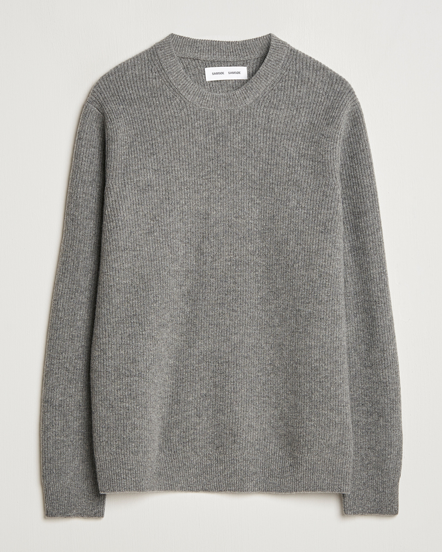Mies | Puserot | Samsøe Samsøe | Isaks Knitted Crew Neck Dark Grey Melange
