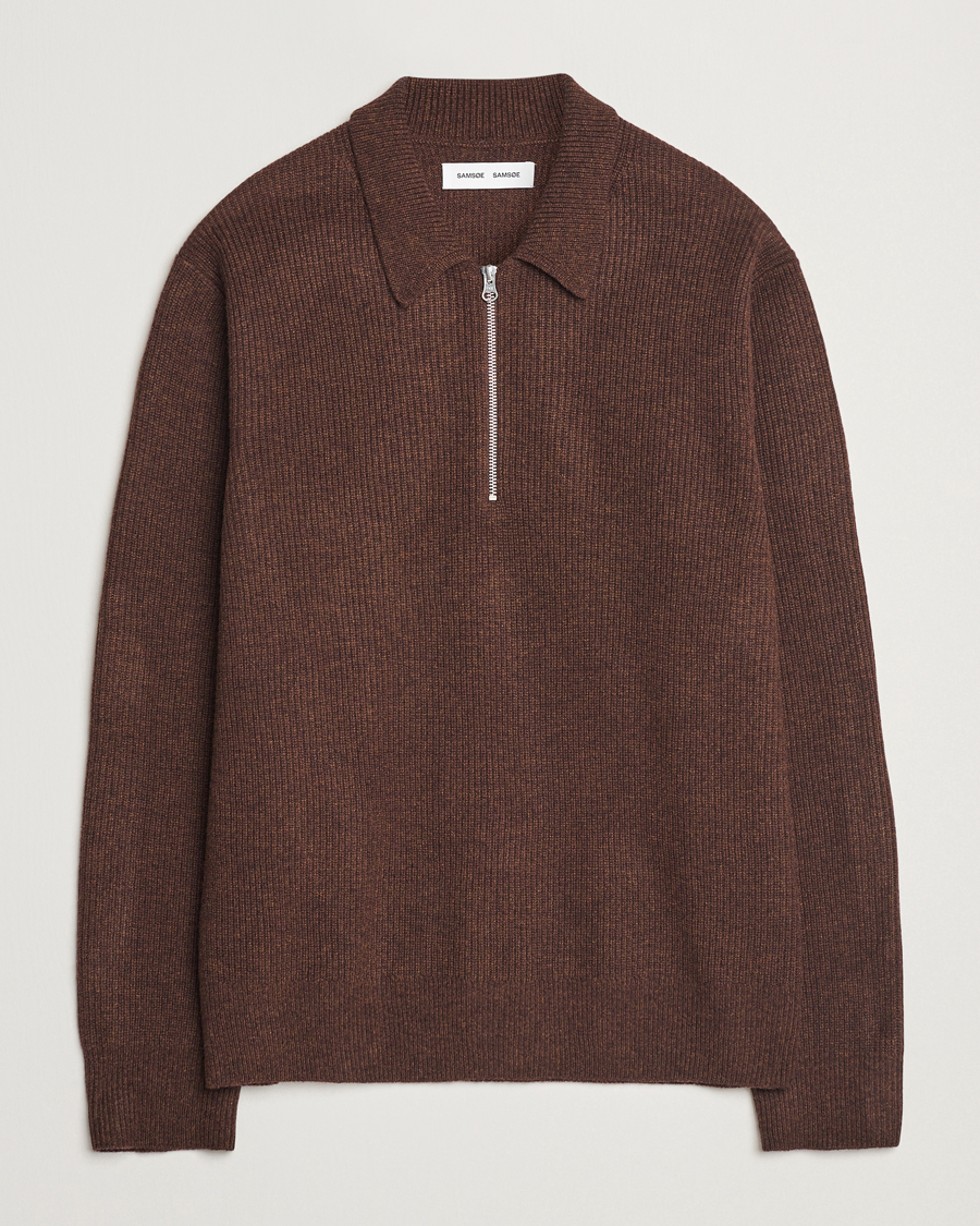 Mies | Puserot | Samsøe Samsøe | Saisaks Half Zip Polo Chocolate Brown