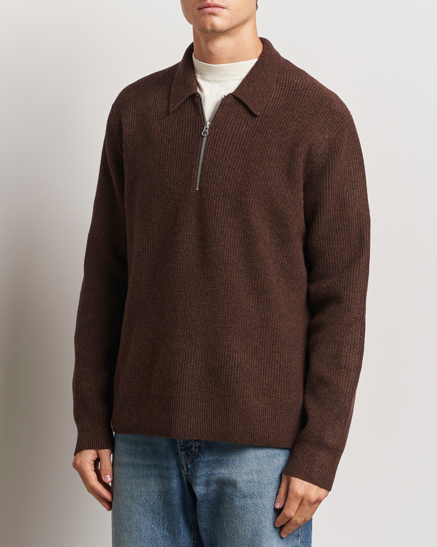 Mies | Puserot | Samsøe Samsøe | Saisaks Half Zip Polo Chocolate Brown