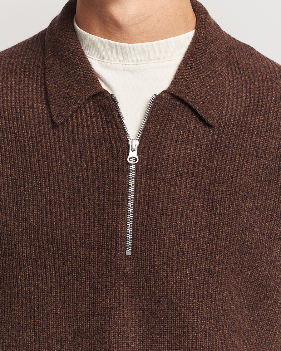 Mies | Puserot | Samsøe Samsøe | Saisaks Half Zip Polo Chocolate Brown