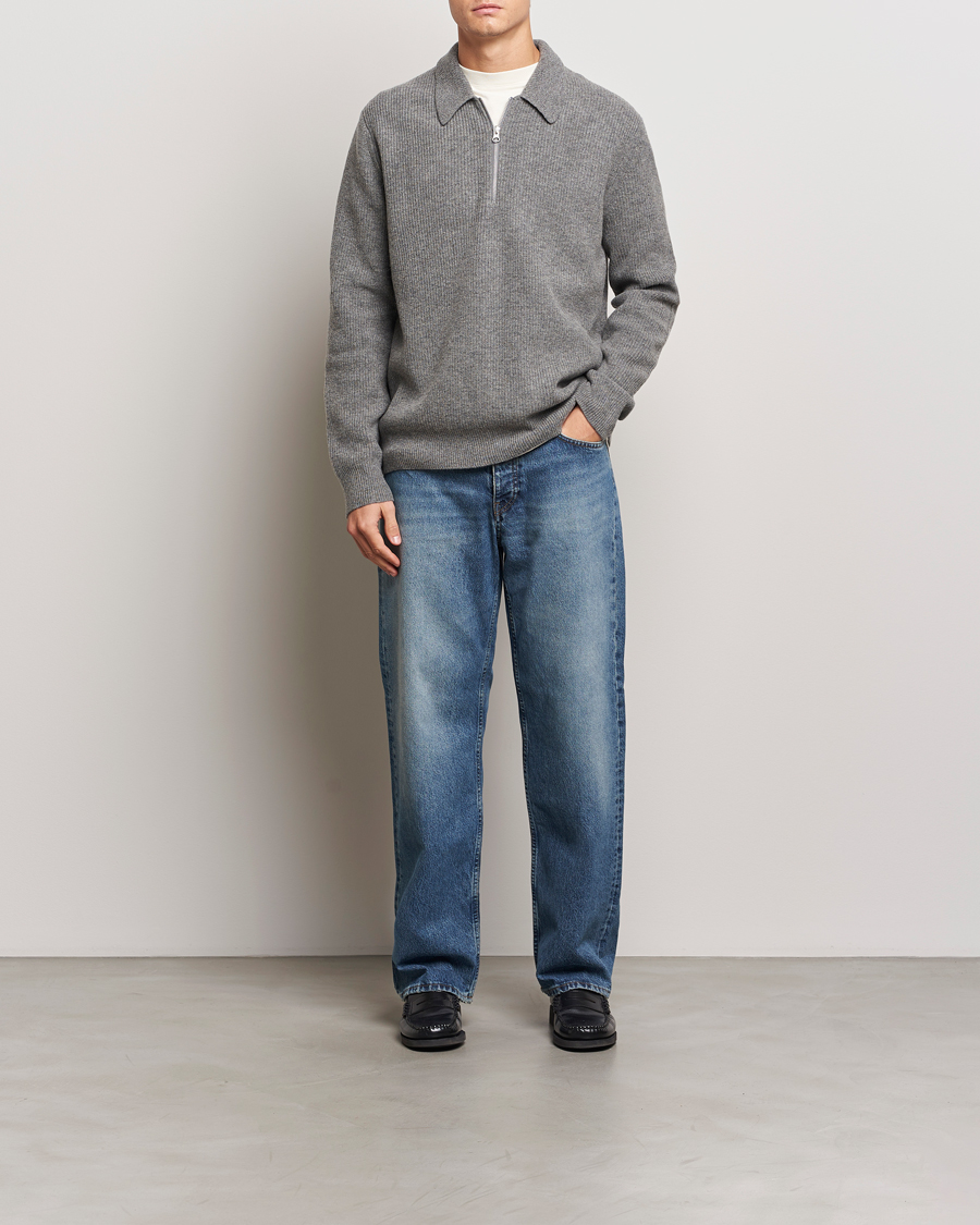 Mies | Puserot | Samsøe Samsøe | Saisaks Half Zip Polo Dark Grey Melange