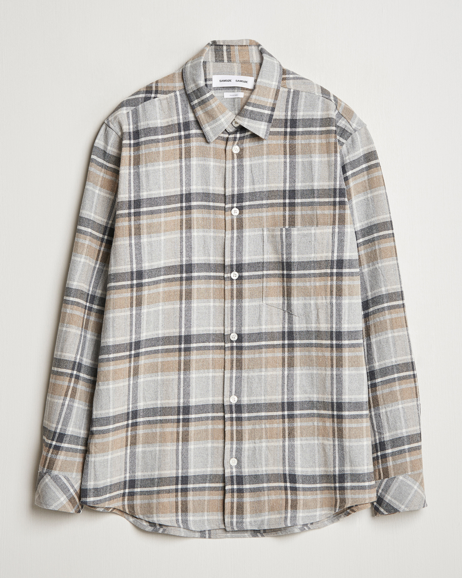 Mies | Kauluspaidat | Samsøe Samsøe | Damon Checked Shirt Beige/Grey
