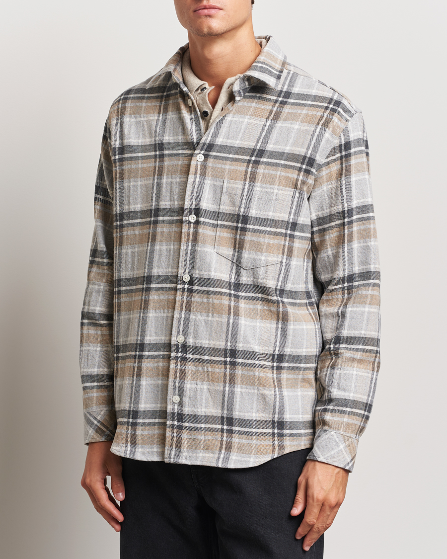 Mies | Kauluspaidat | Samsøe Samsøe | Damon Checked Shirt Beige/Grey