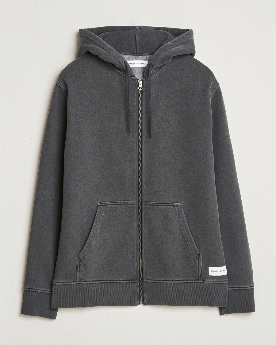 Mies | Puserot | Samsøe Samsøe | Pigment Dyed Full Zip Hoodie Black