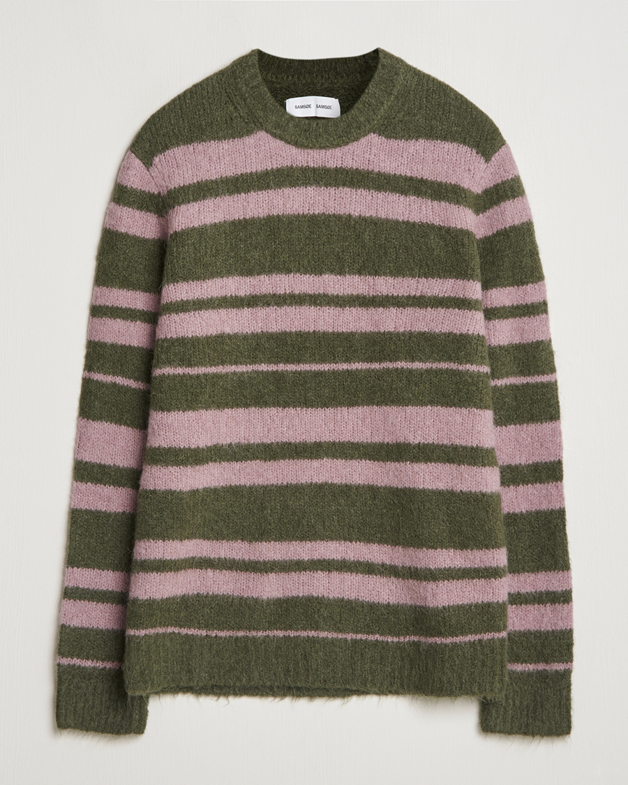 Mies | Puserot | Samsøe Samsøe | Arin Mohair Striped Sweater Green/Pink
