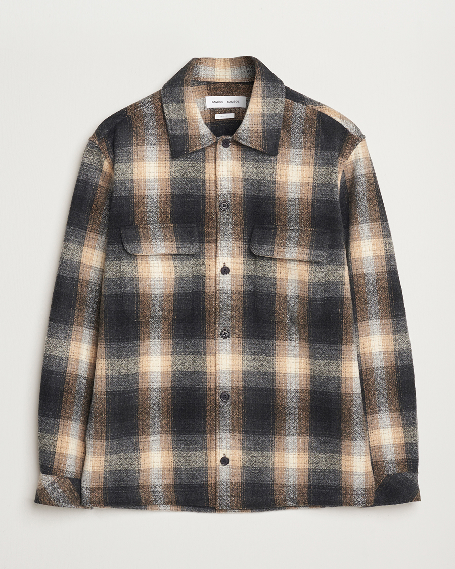 Mies | Kauluspaidat | Samsøe Samsøe | Castor Checked Overshirt Petrified Brown