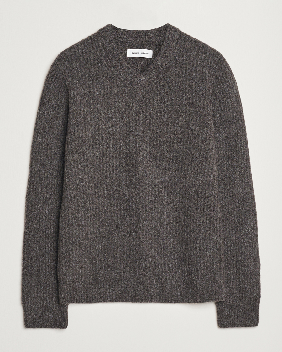 Mies | Puserot | Samsøe Samsøe | Koji Rib Knitted V-Neck Volcanic Ash