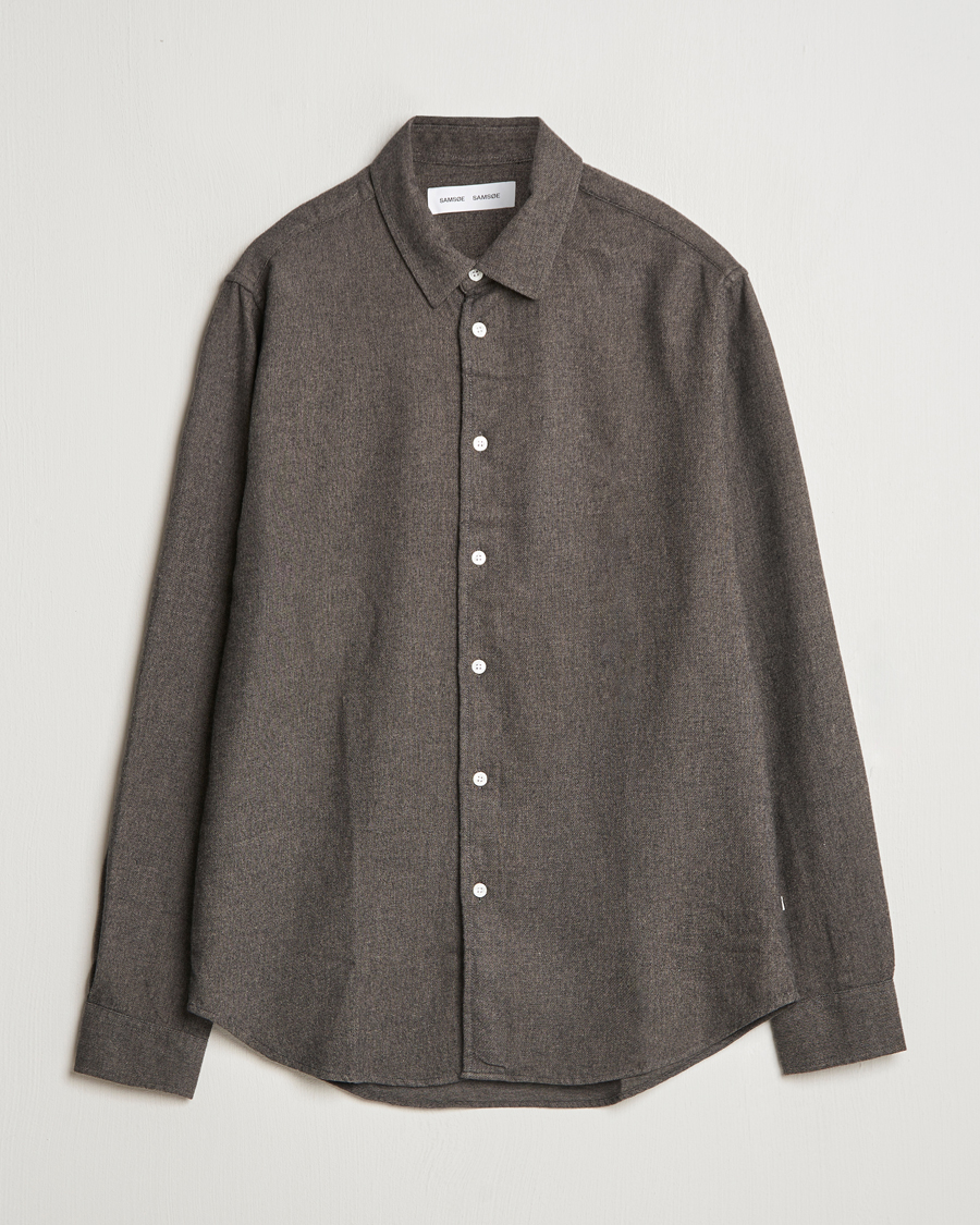 Mies | Kauluspaidat | Samsøe Samsøe | Liam Brushed Flannel Shirt Major Brown Melange