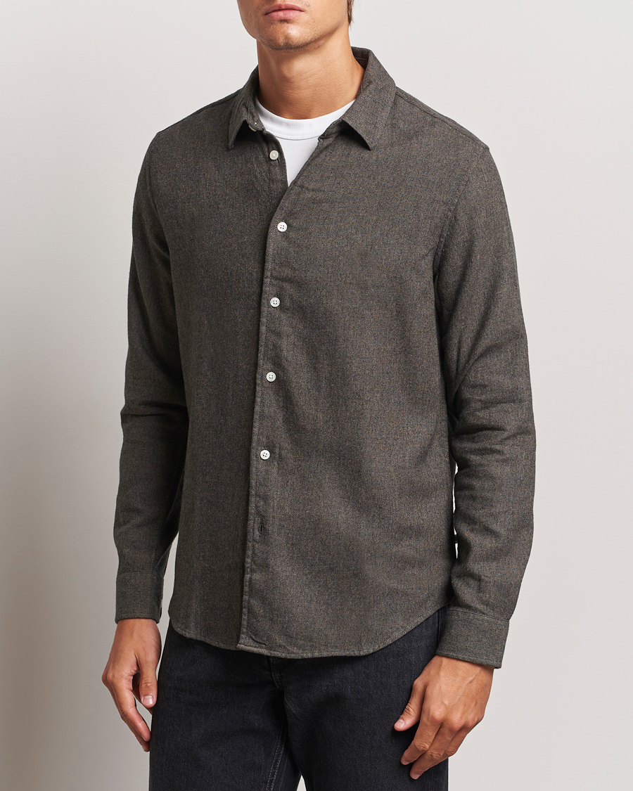 Mies | Kauluspaidat | Samsøe Samsøe | Liam Brushed Flannel Shirt Major Brown Melange