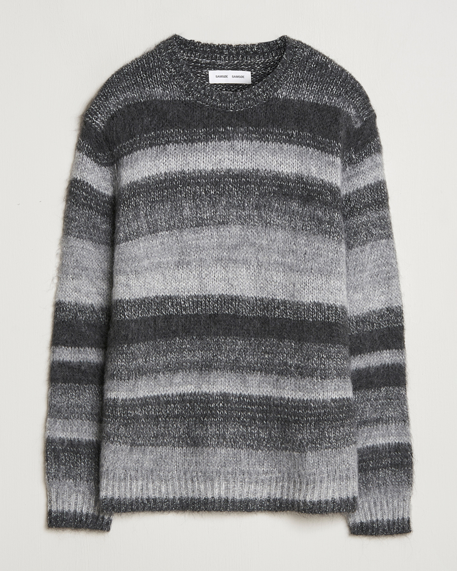 Mies | Puserot | Samsøe Samsøe | Saarin Mohair Striped Sweater Grey