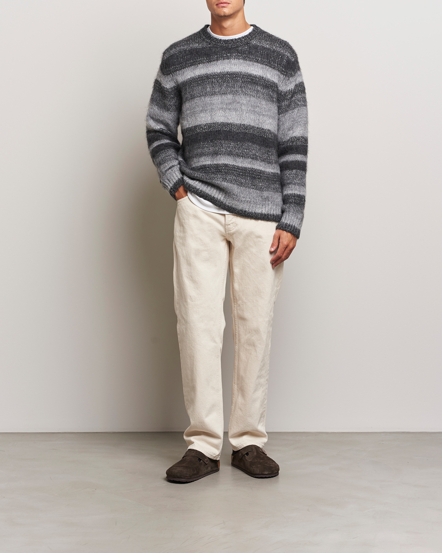 Mies | Puserot | Samsøe Samsøe | Saarin Mohair Striped Sweater Grey