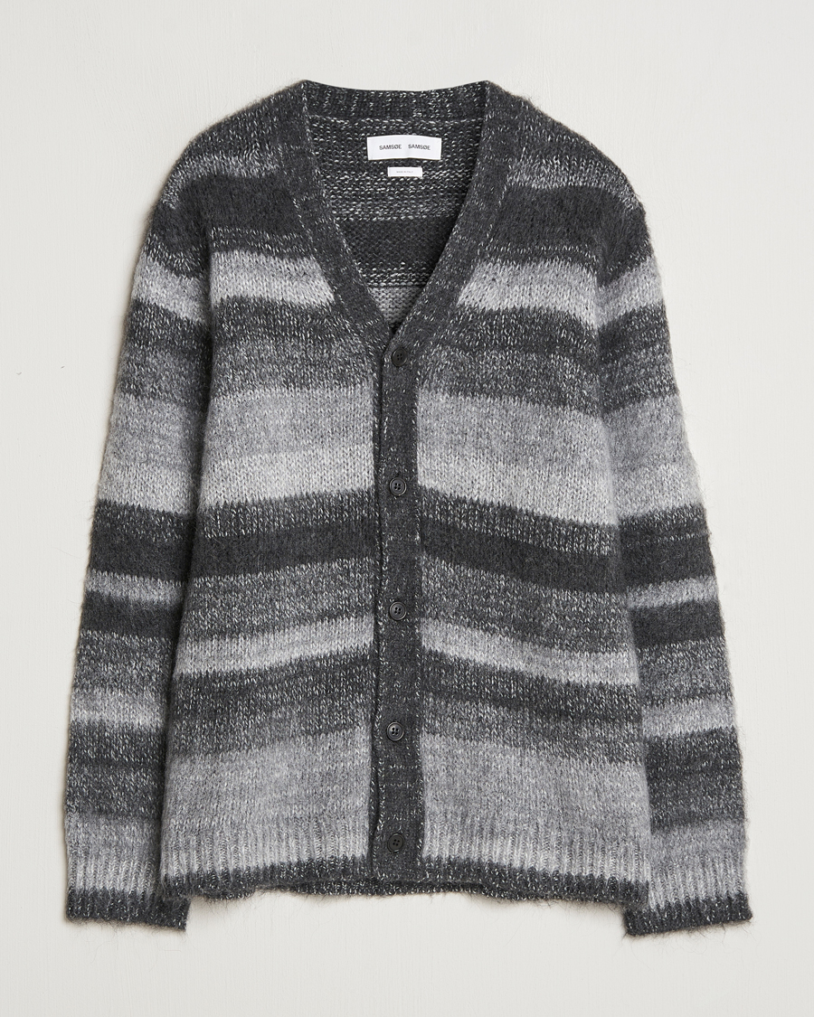 Mies | Puserot | Samsøe Samsøe | Ari Mohair Striped Cardigan Grey