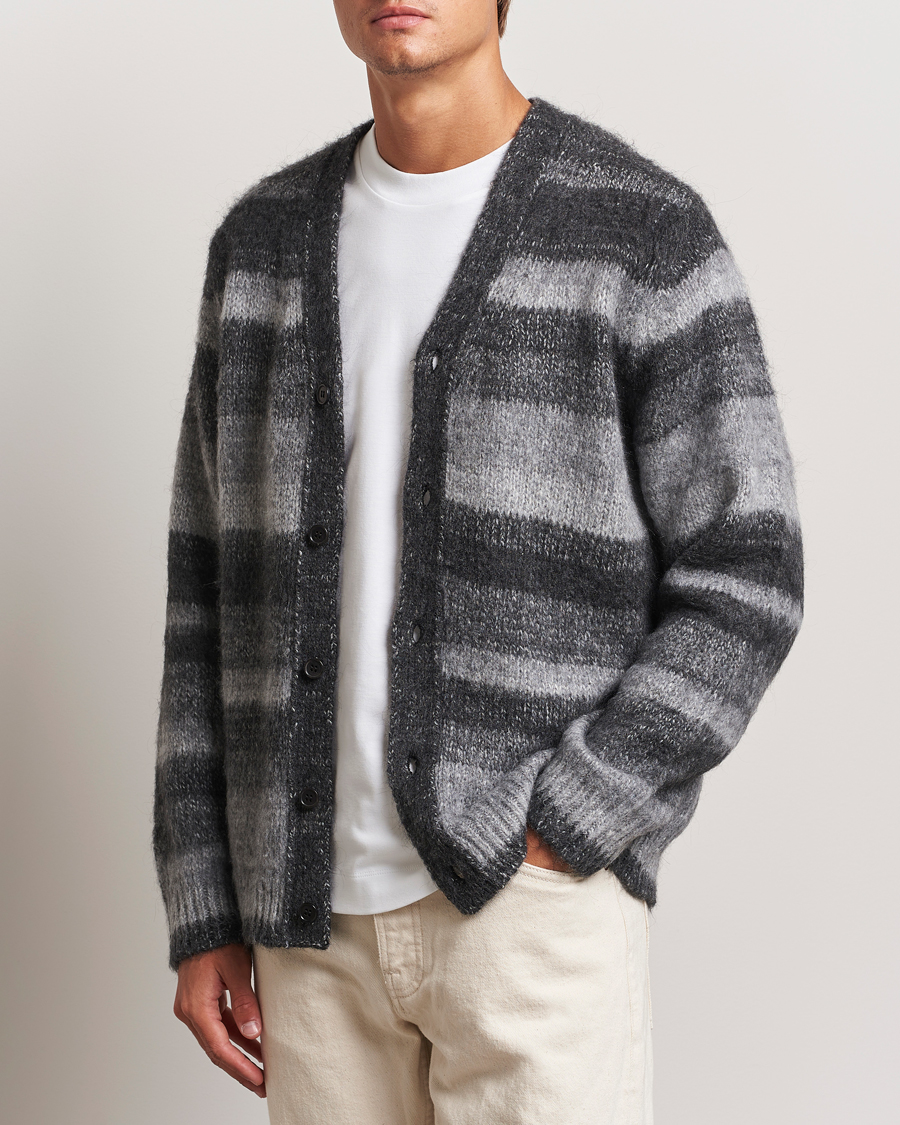 Mies | Puserot | Samsøe Samsøe | Ari Mohair Striped Cardigan Grey
