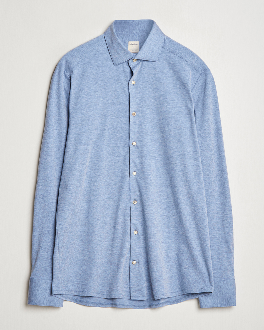 Mies | Kauluspaidat | Stenströms | Slimline 4-Way Stretch Jersey Shirt Blue