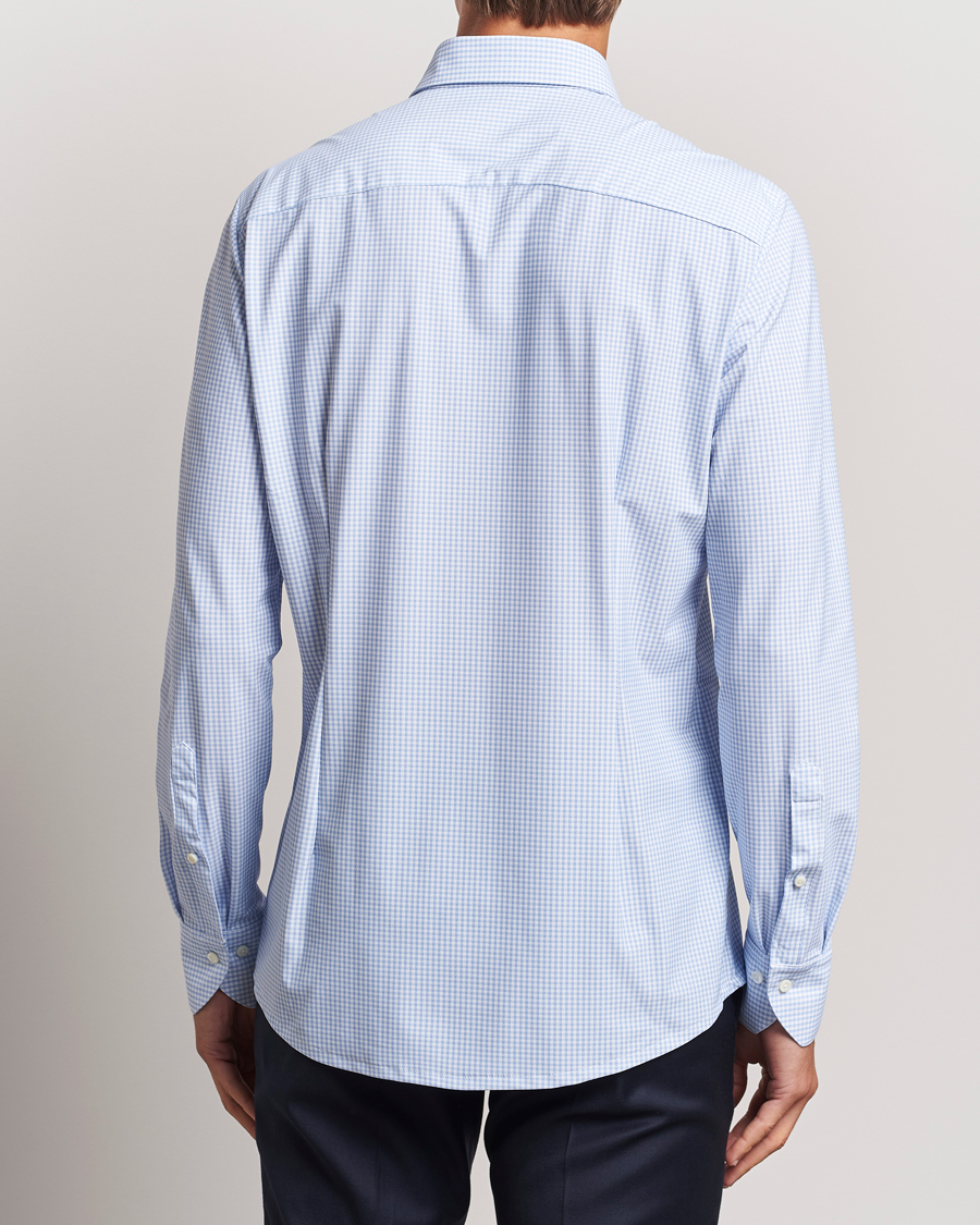 Mies | Kauluspaidat | Stenströms | Slimline 4-Way Stretch Houndstooth Shirt Blue