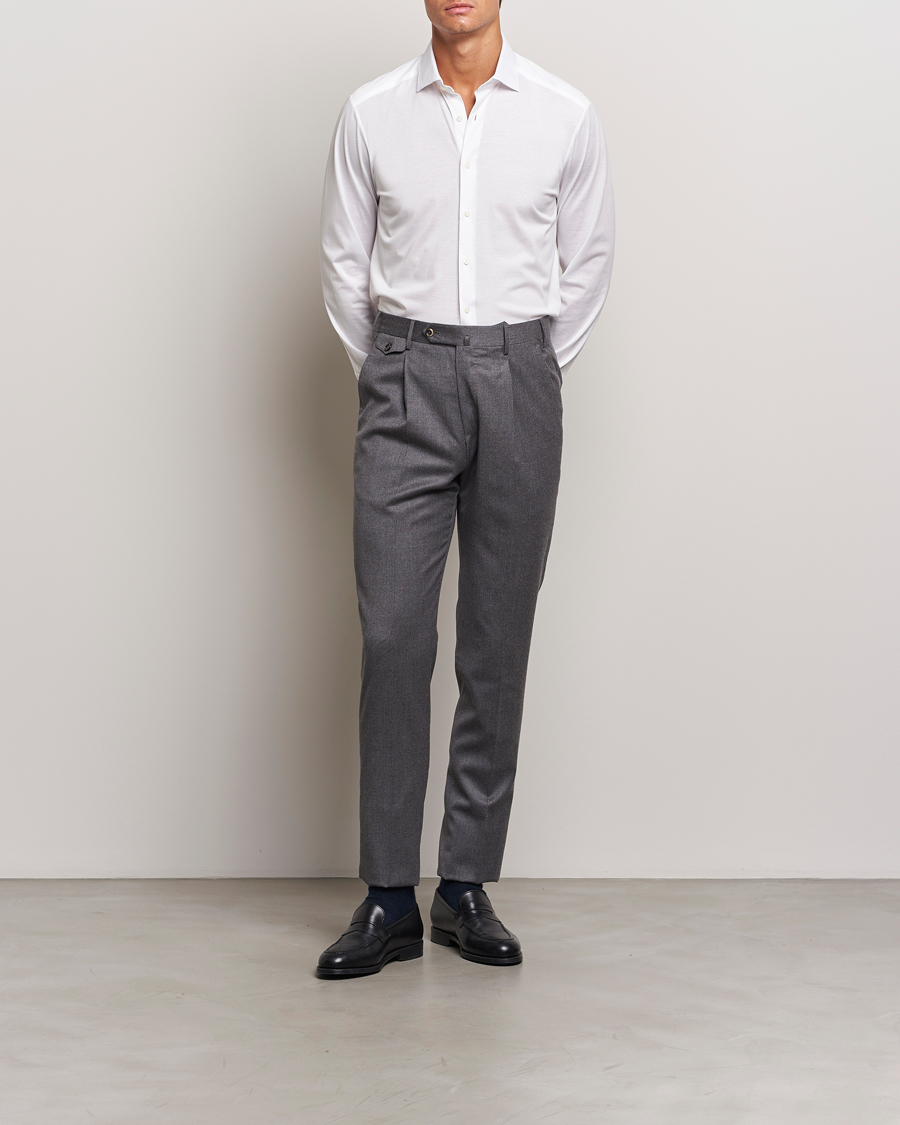 Mies | Kauluspaidat | Stenströms | Slimline Stretch Jersey Shirt White