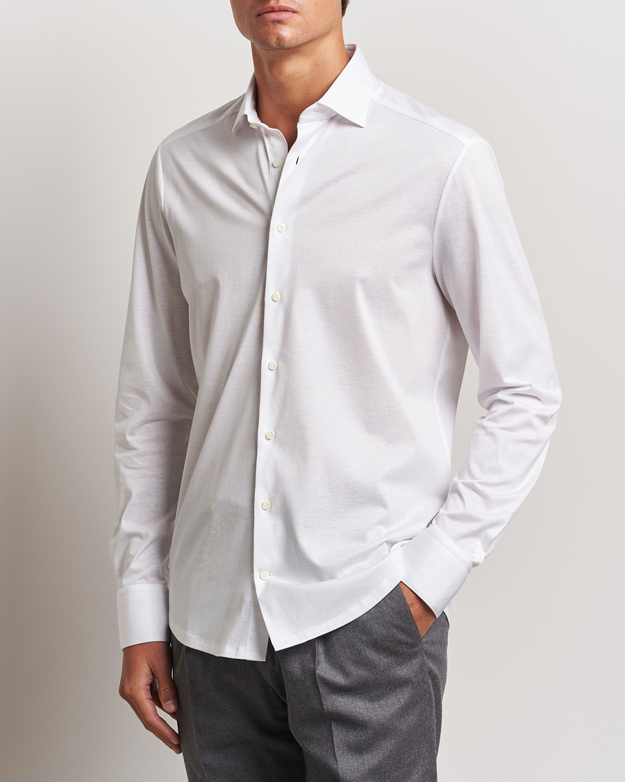 Mies | Kauluspaidat | Stenströms | Slimline Stretch Jersey Shirt White