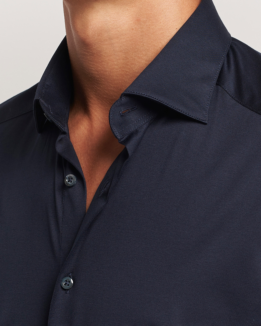 Mies | Kauluspaidat | Stenströms | Slimline Stretch Jersey Shirt Navy