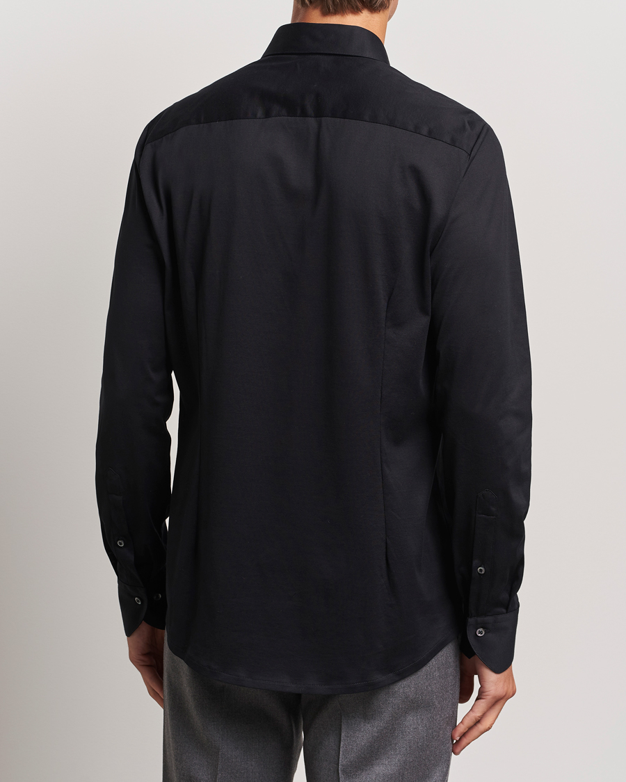 Mies | Kauluspaidat | Stenströms | Slimline Stretch Jersey Shirt Black
