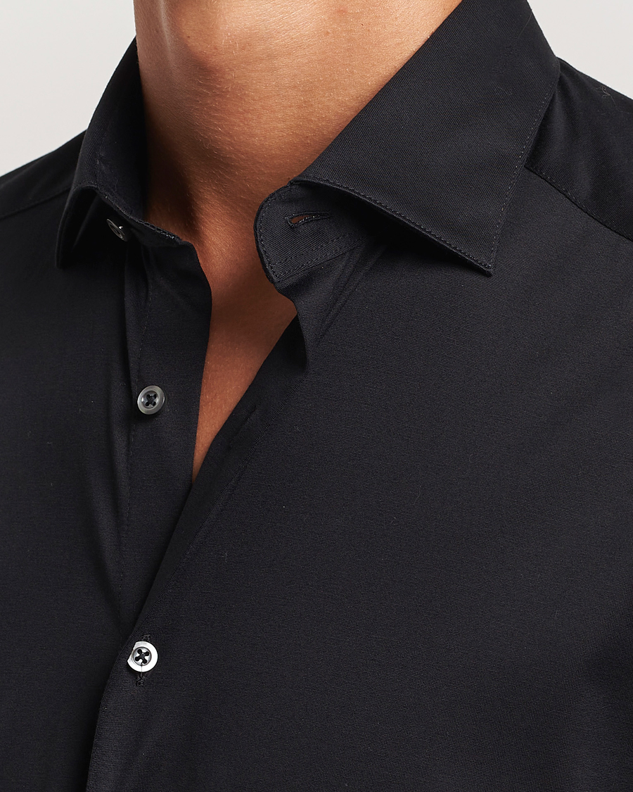 Mies | Kauluspaidat | Stenströms | Slimline Stretch Jersey Shirt Black