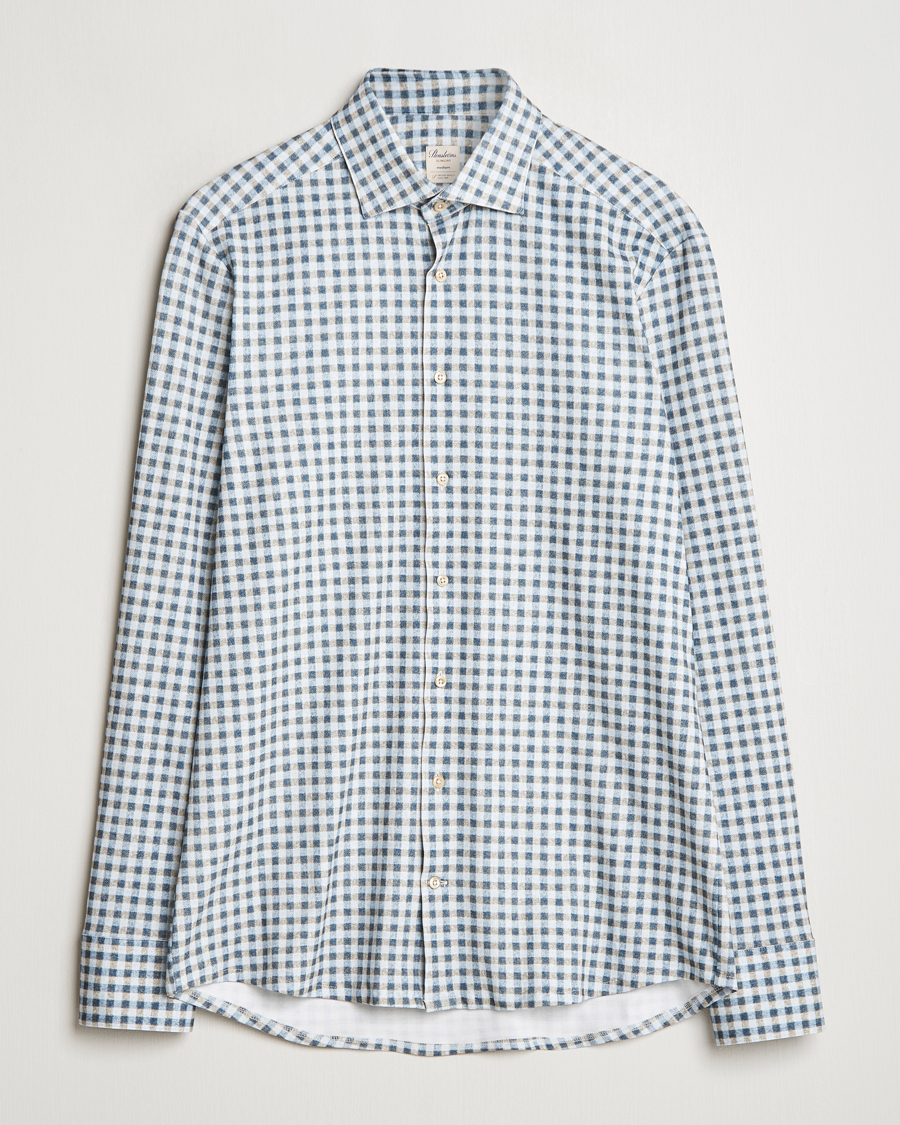 Mies | Kauluspaidat | Stenströms | Slimline 4-Way Stretch Checked Shirt Blue