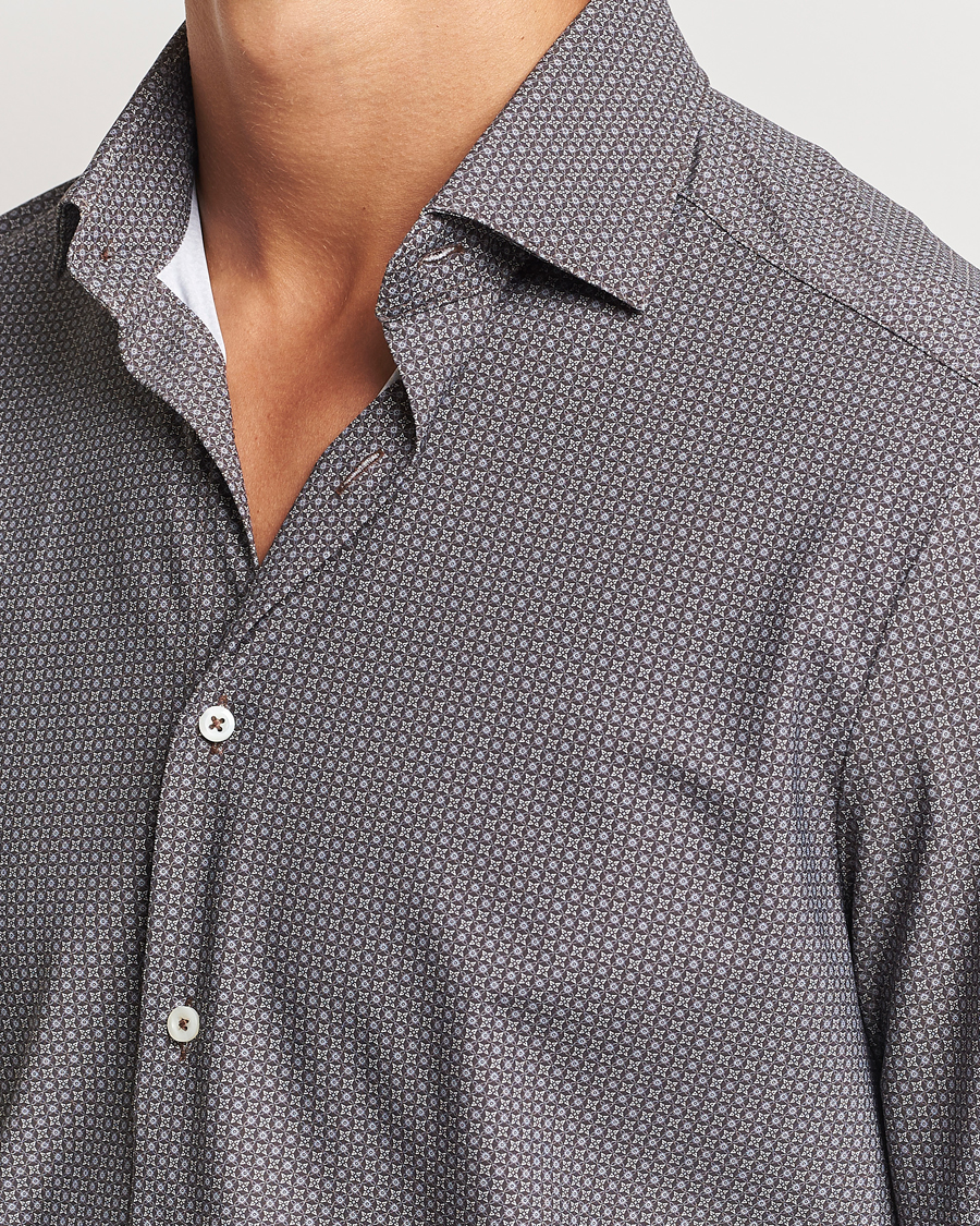 Mies | Kauluspaidat | Stenströms | Slimline 4-Way Stretch Print Shirt Brown