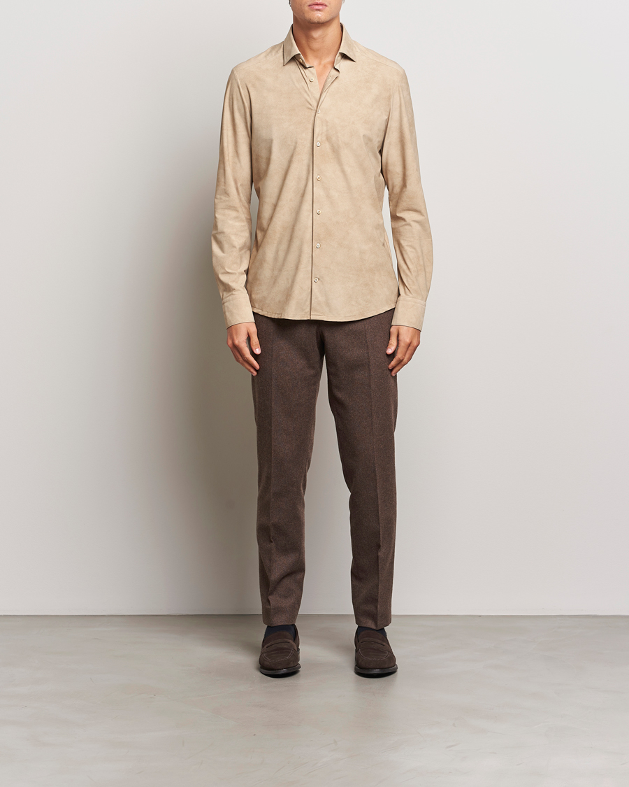 Mies | Kauluspaidat | Stenströms | Slimline 4-Way Stretch Shirt Beige