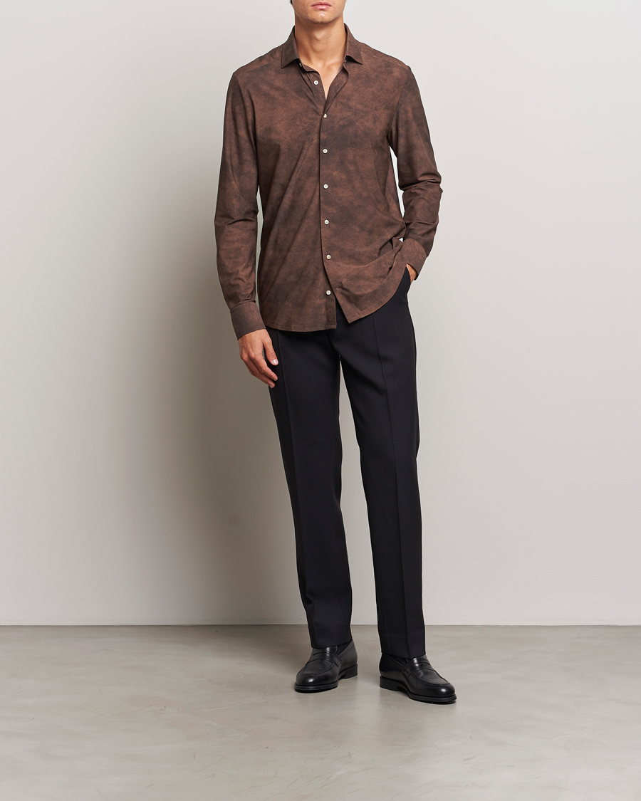 Mies | Kauluspaidat | Stenströms | Slimline 4-Way Stretch Shirt Brown