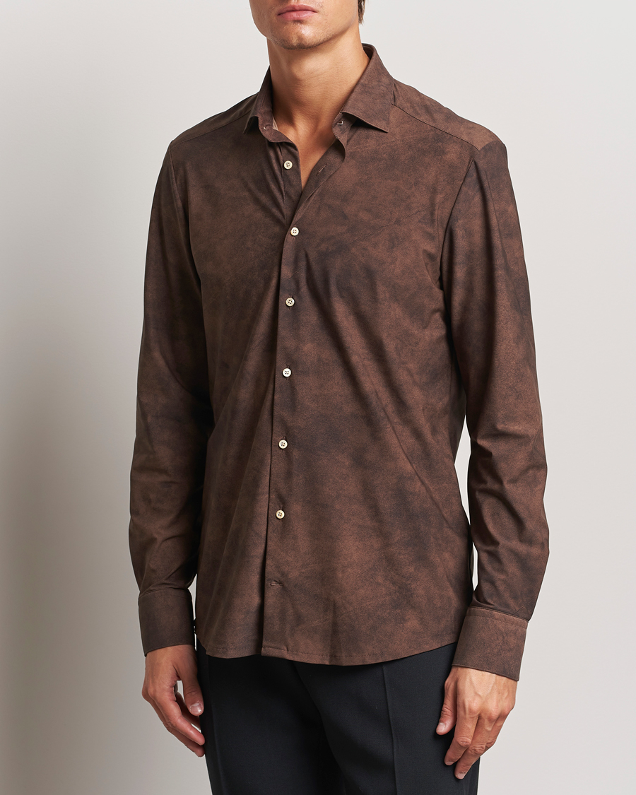 Mies | Kauluspaidat | Stenströms | Slimline 4-Way Stretch Shirt Brown