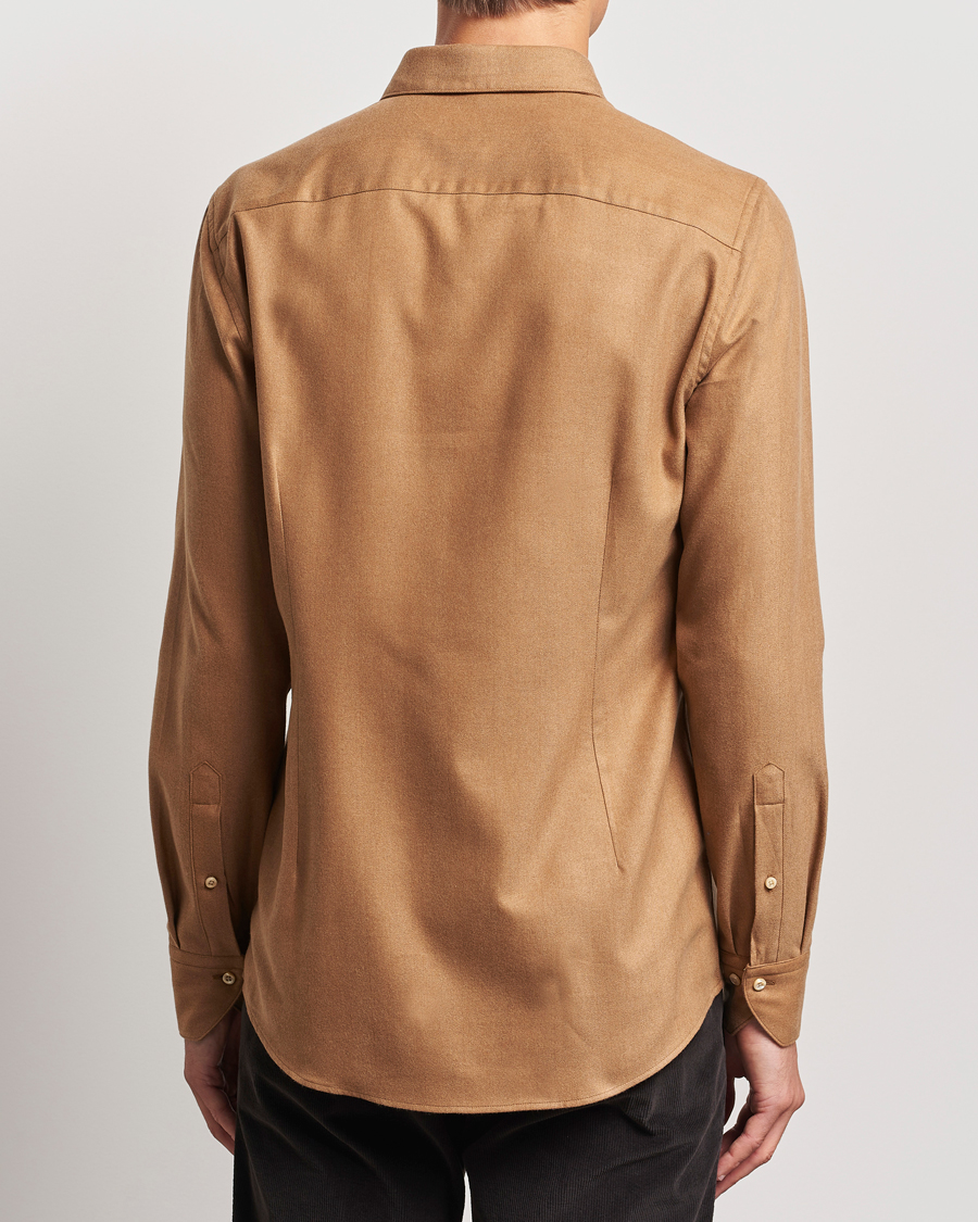 Mies | Kauluspaidat | Stenströms | Slimline Brushed Cotton/Lyocell Cut Away Shirt Brown