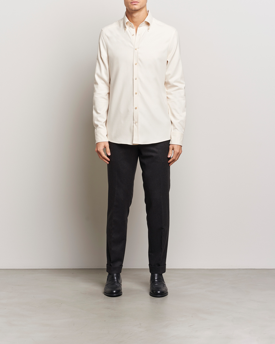 Mies | Kauluspaidat | Stenströms | Slimline Flannel Shirt Beige