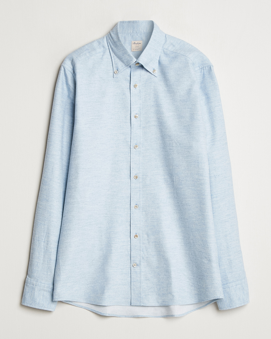 Mies | Kauluspaidat | Stenströms | Slimline Flannel Shirt Light Blue