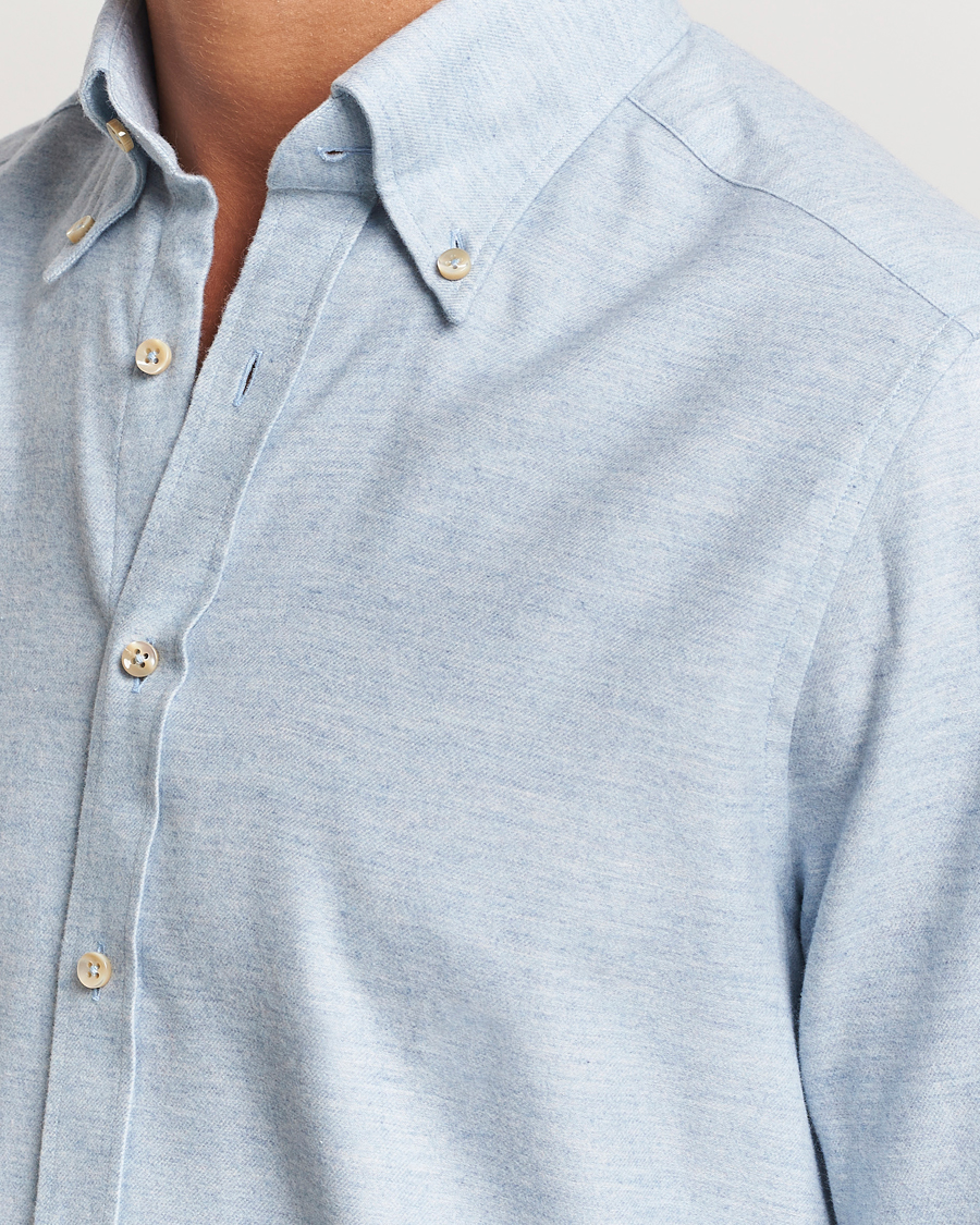 Mies | Kauluspaidat | Stenströms | Slimline Flannel Shirt Light Blue