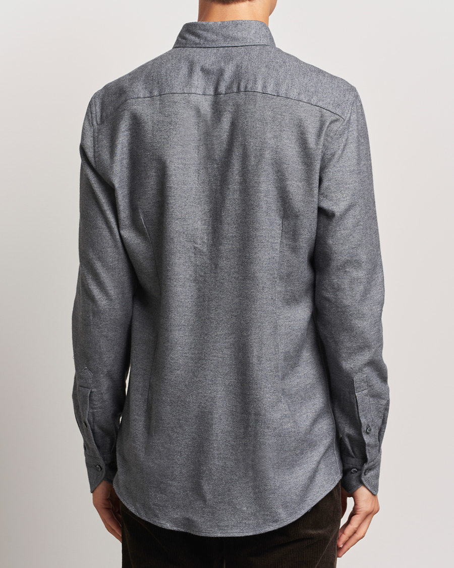 Mies | Kauluspaidat | Stenströms | Slimline Flannel Shirt Dark Grey