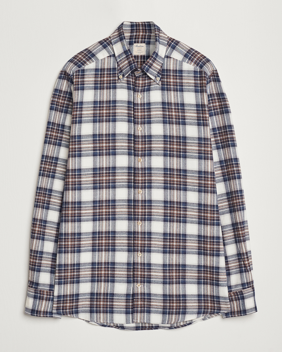 Mies | Kauluspaidat | Stenströms | Slimline Flannel Big Checked Shirt Blue/Brown