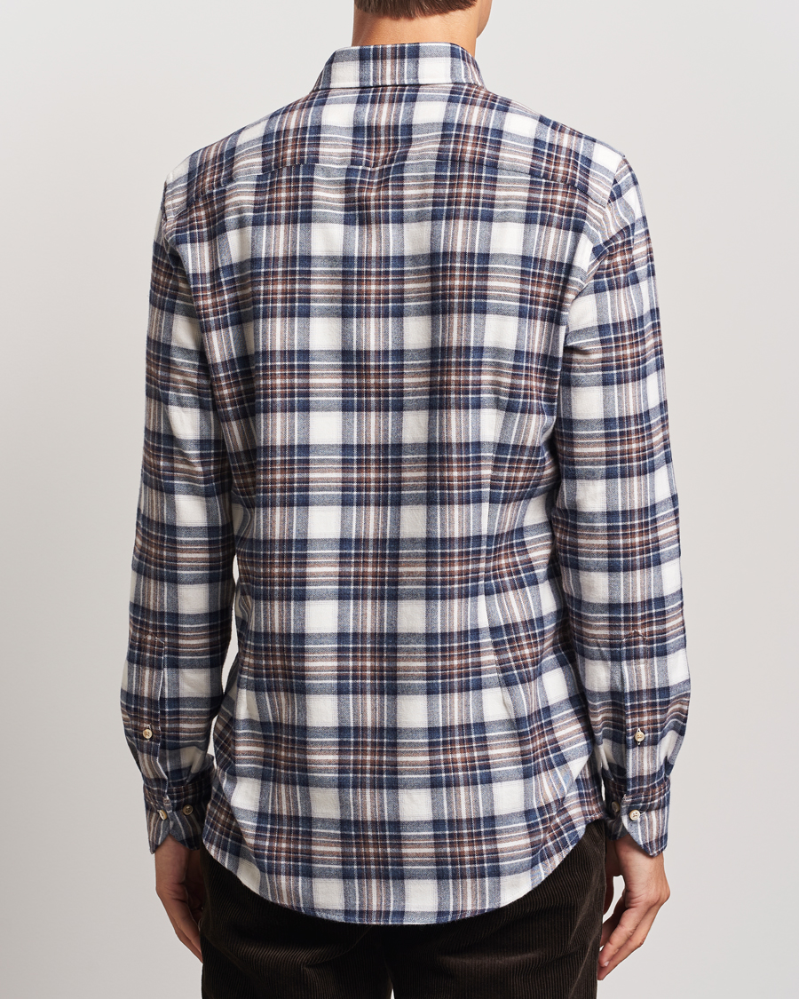 Mies | Kauluspaidat | Stenströms | Slimline Flannel Big Checked Shirt Blue/Brown