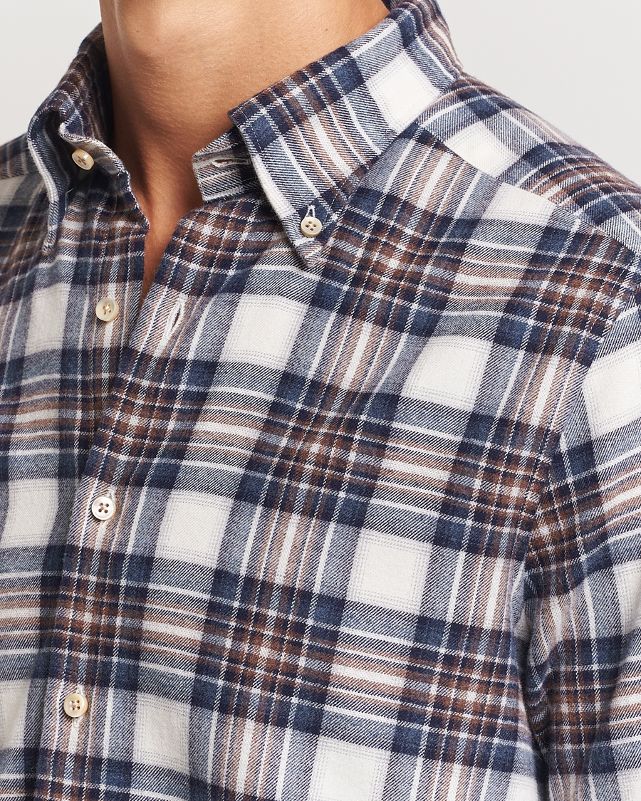 Mies | Kauluspaidat | Stenströms | Slimline Flannel Big Checked Shirt Blue/Brown