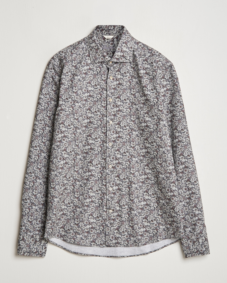 Mies | Kauluspaidat | Stenströms | Slimline Washed Floral Print Shirt Grey