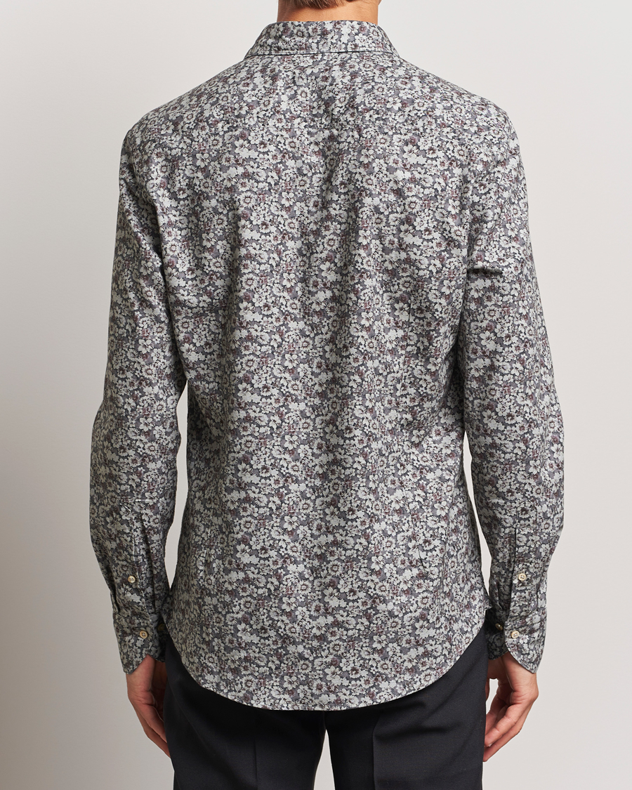 Mies | Kauluspaidat | Stenströms | Slimline Washed Floral Print Shirt Grey