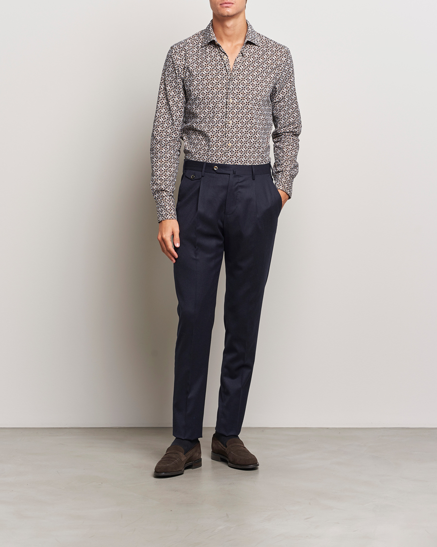 Mies | Kauluspaidat | Stenströms | Slimline Printed Cord Shirt Brown